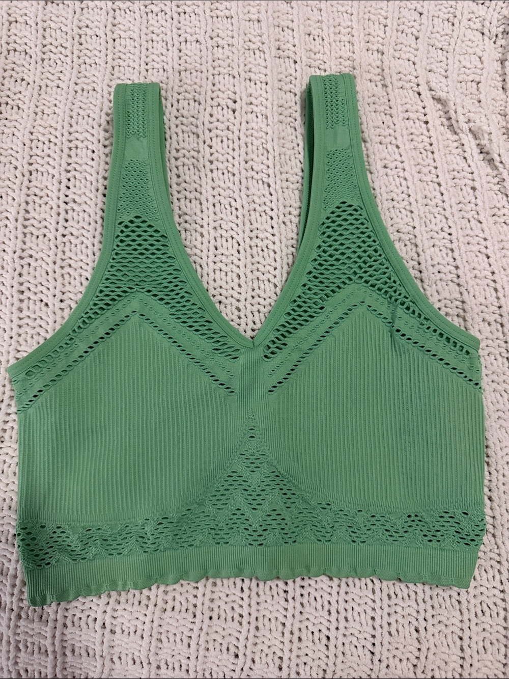 AERIE Seamless Green V-Neck Lace Bralette